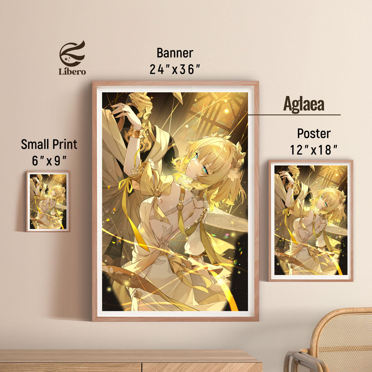 Aglaea Honkai: Star Rail poster three-size comparison