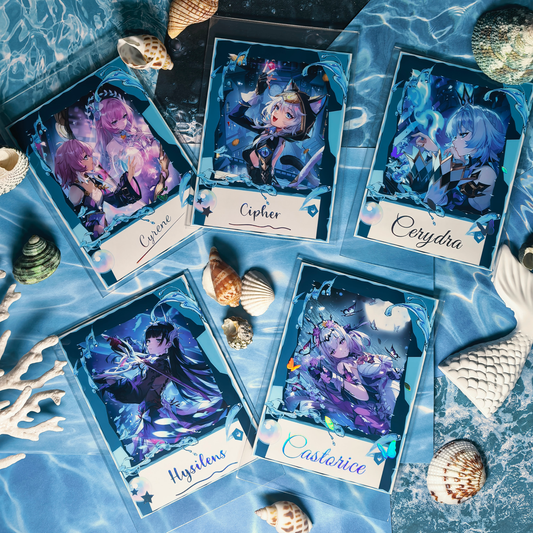 Honkai Star Rail Halloween Holographic Art Cards – Water, Fire, Earth & Wind