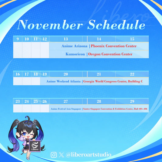 Libero Art Studio's November Convention Schedule
