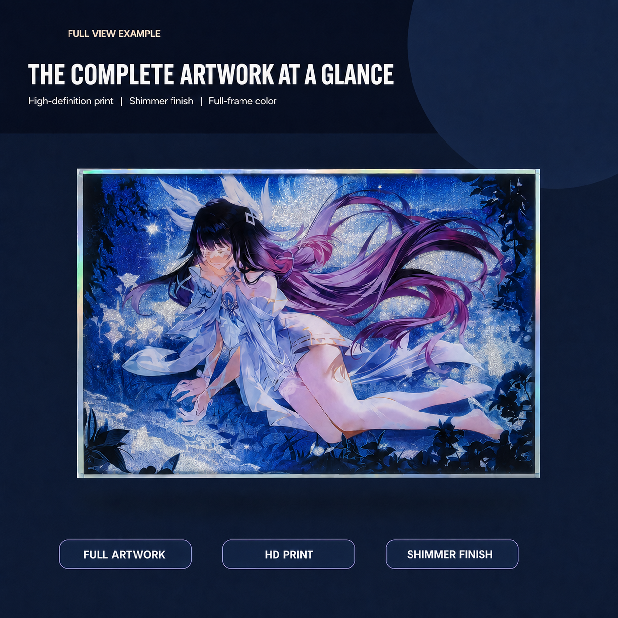 Full view of the acrylic artwork with a high-definition shimmer finish