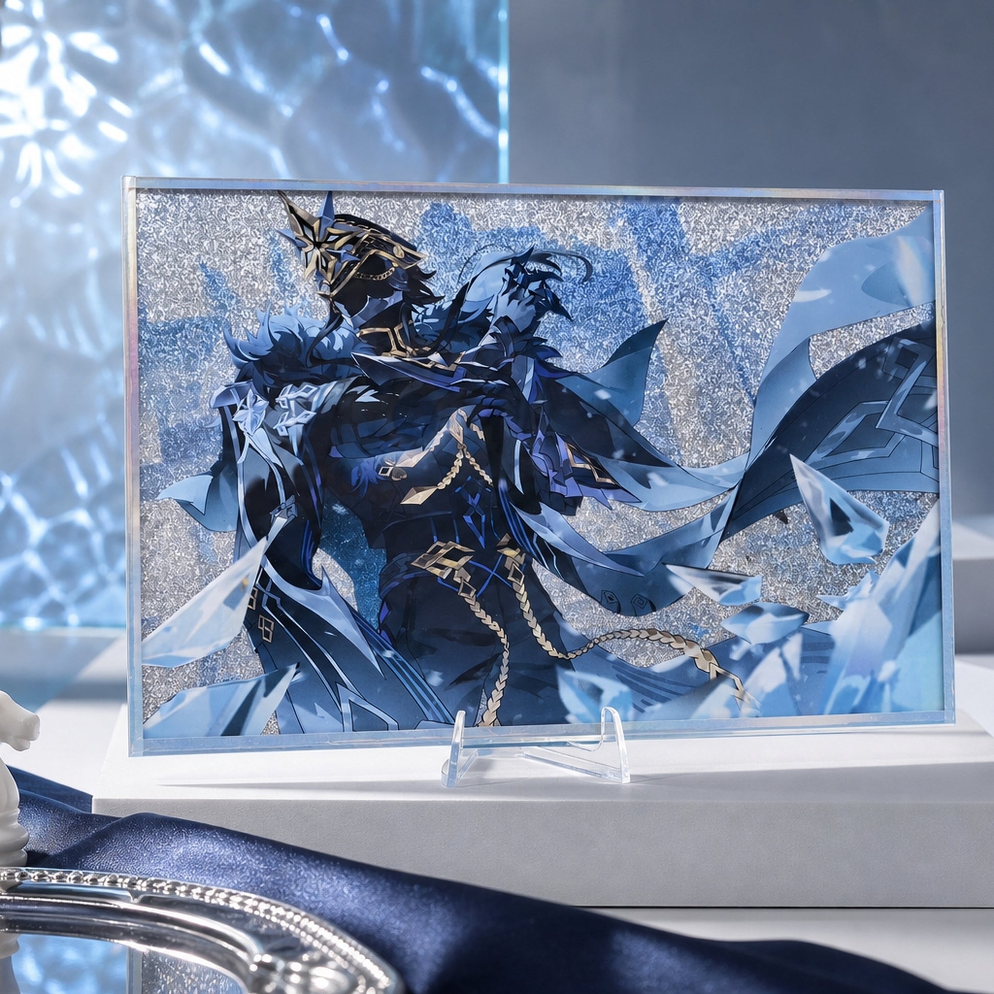 Il Capitano fan-made acrylic art frame in an ice-blue display design
