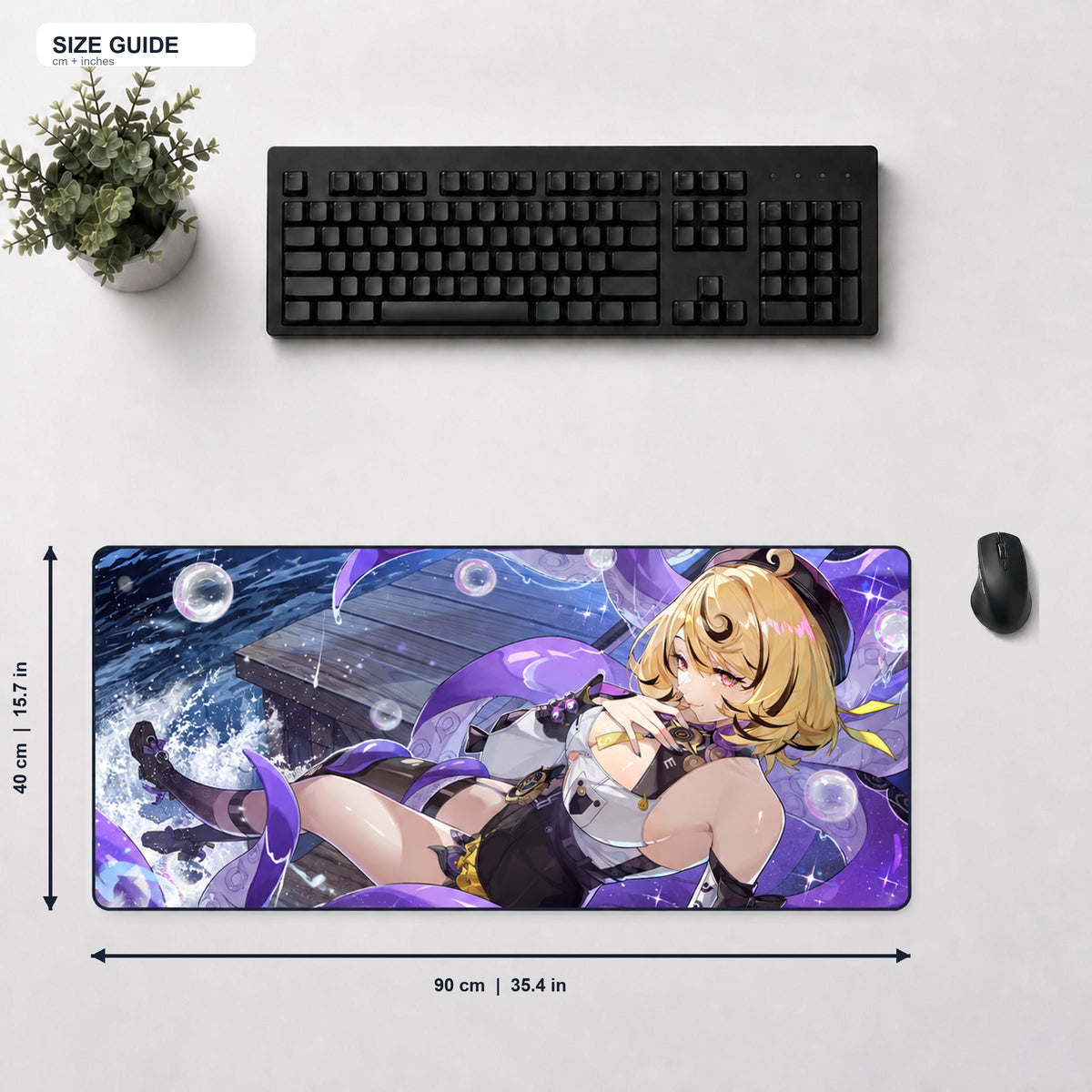 Yidhari desk mat size guide 90 x 40 cm