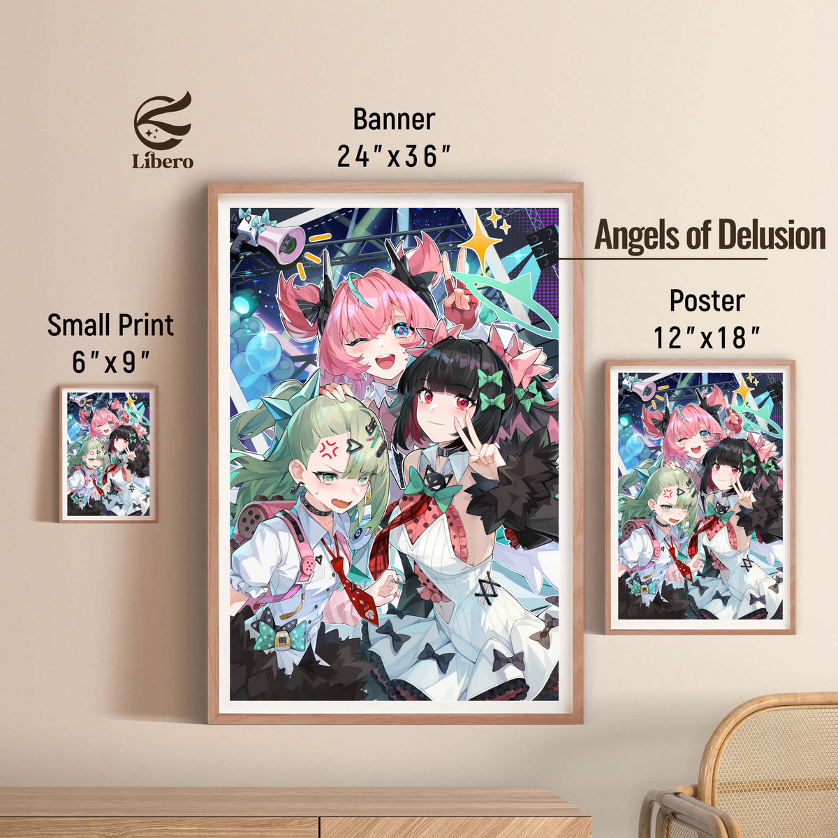 Angels Of Delusion Zenless Zone Zero poster three-size comparison