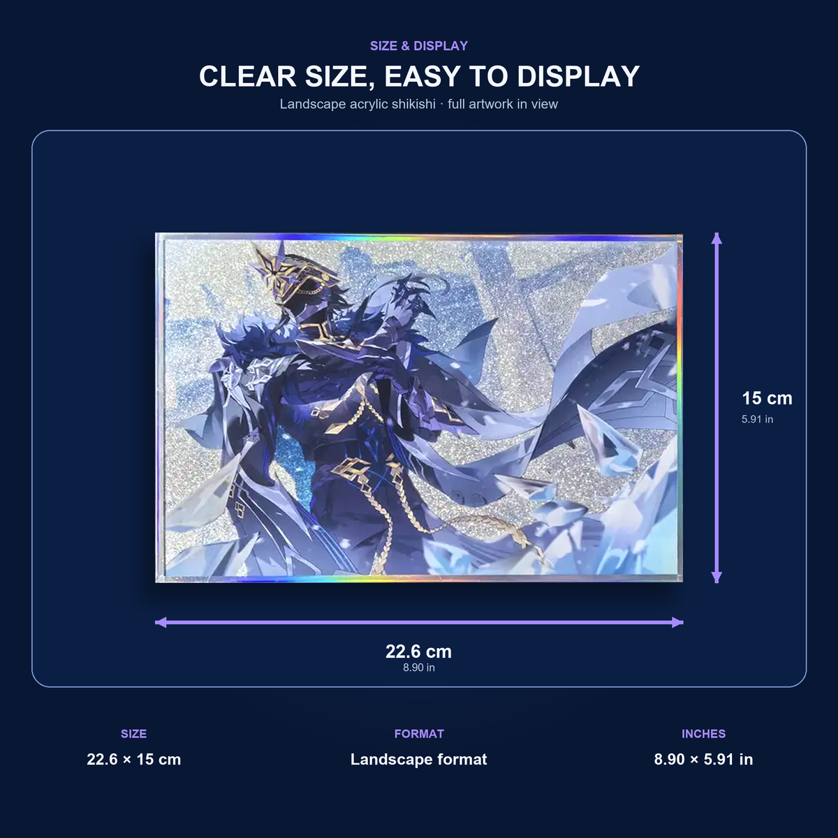 II Capitano Acrylic Art Board – Genshin Impact Fan Art Desk Display | Ice Blue