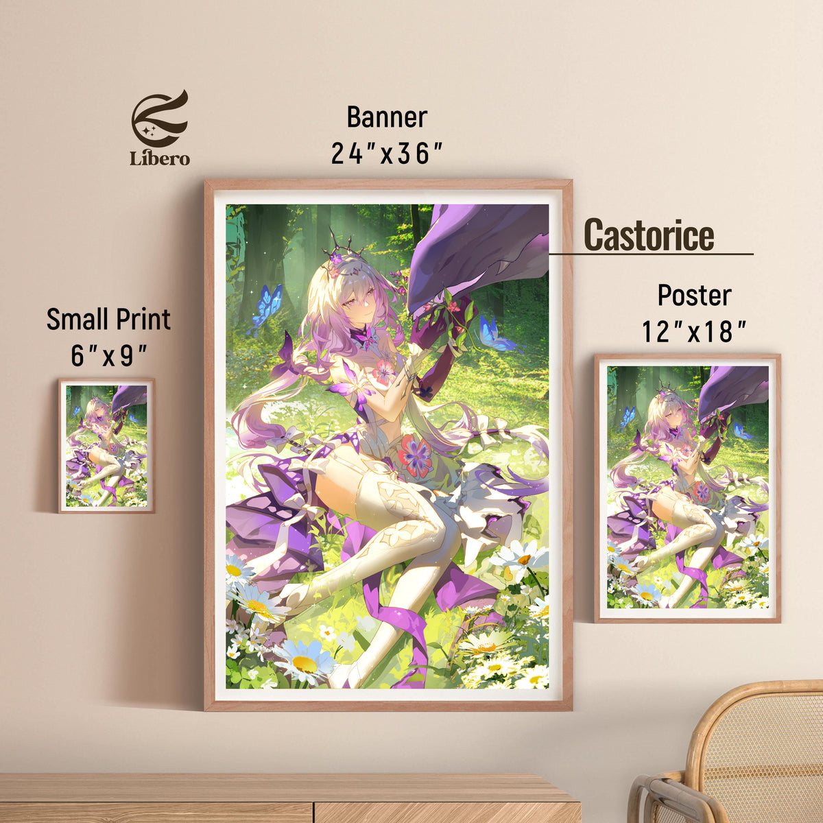 Castorice (Forest) Honkai: Star Rail poster three-size comparison