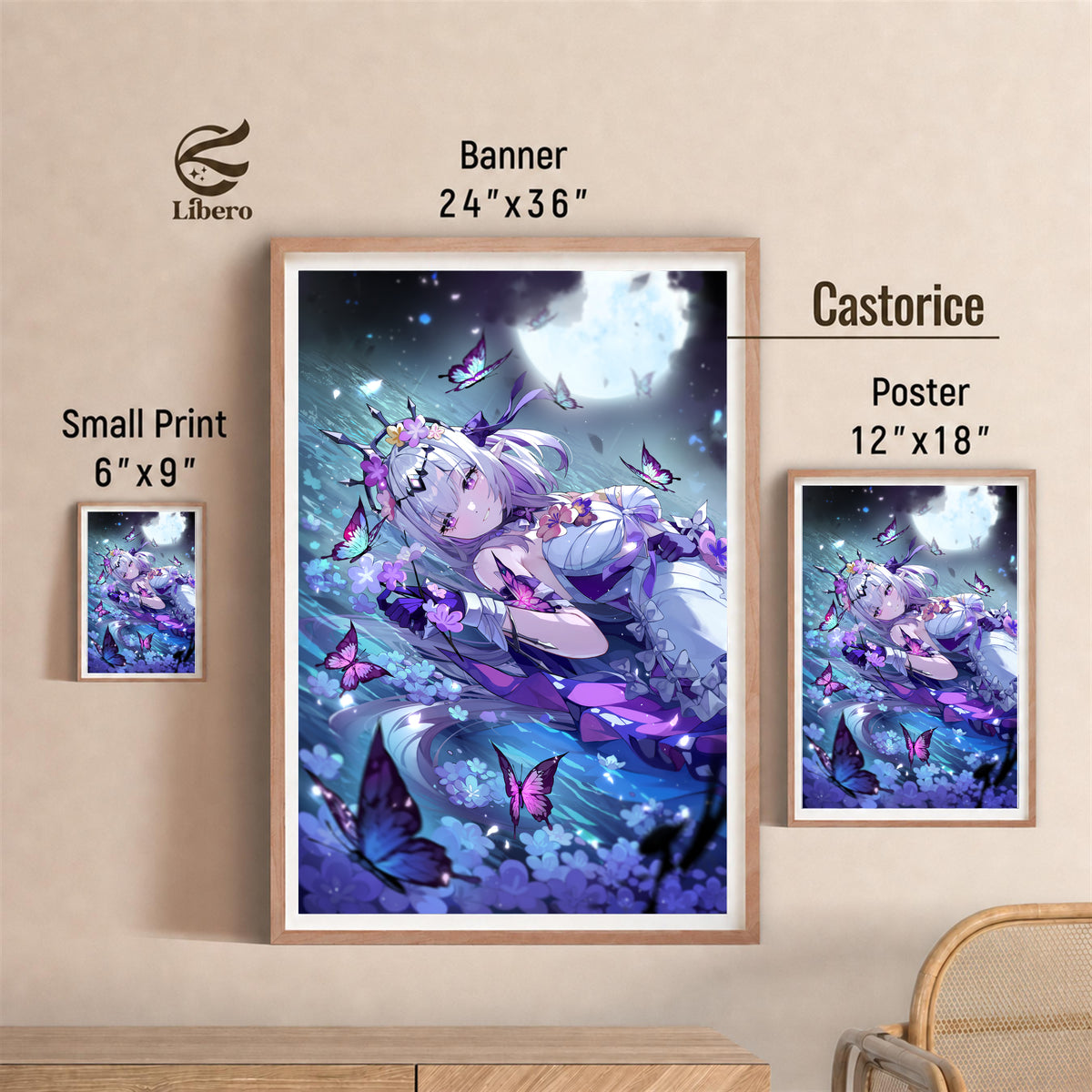 Castorice (Moon) Honkai: Star Rail poster three-size comparison