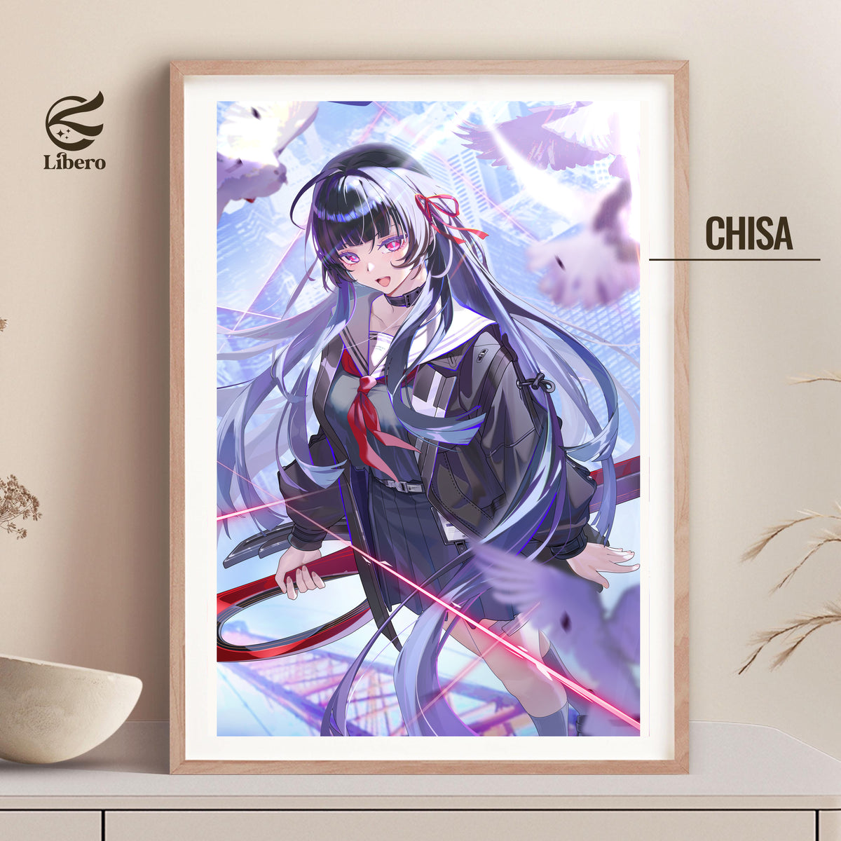 Chisa Wuthering Waves poster framed display mockup