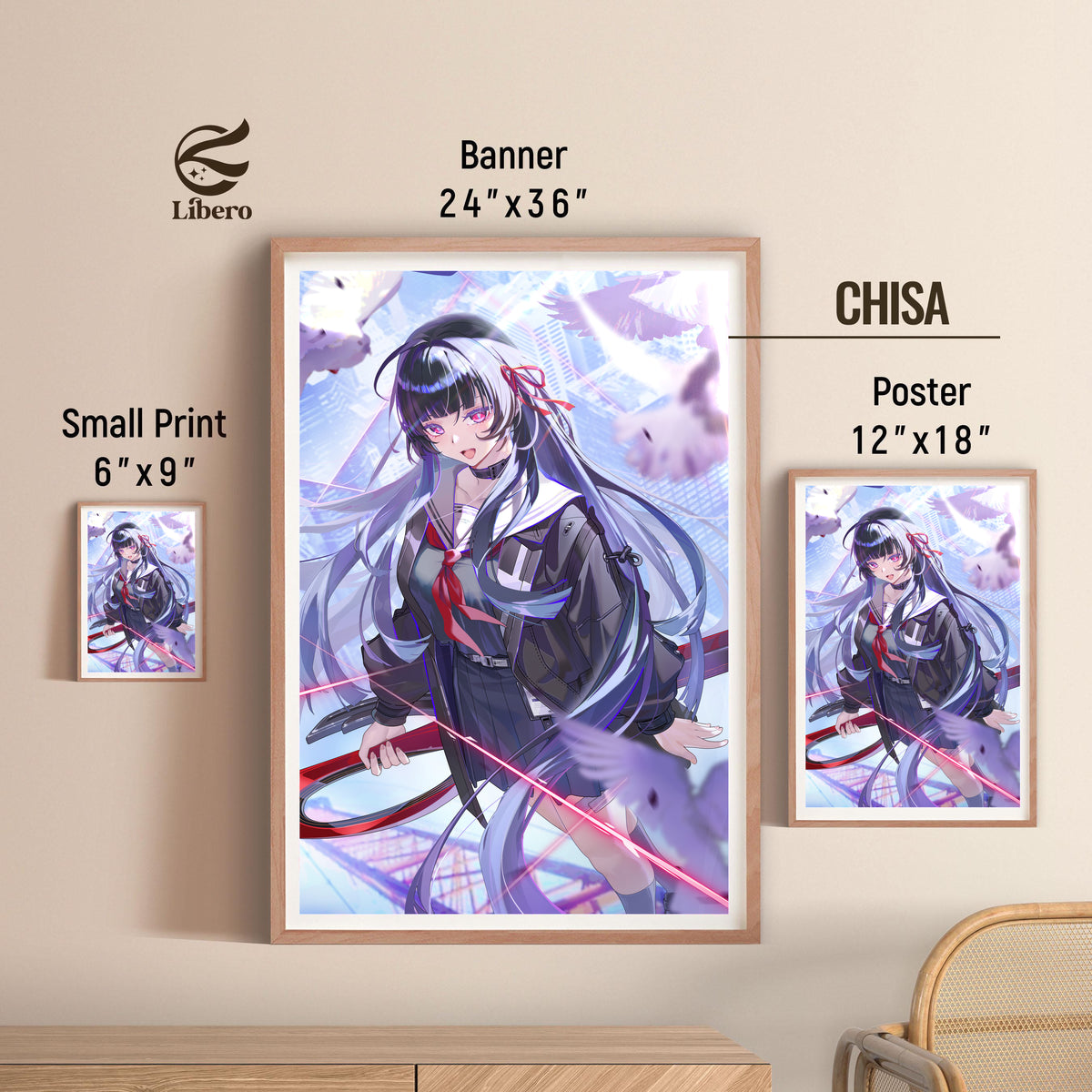 Chisa Wuthering Waves poster three-size comparison