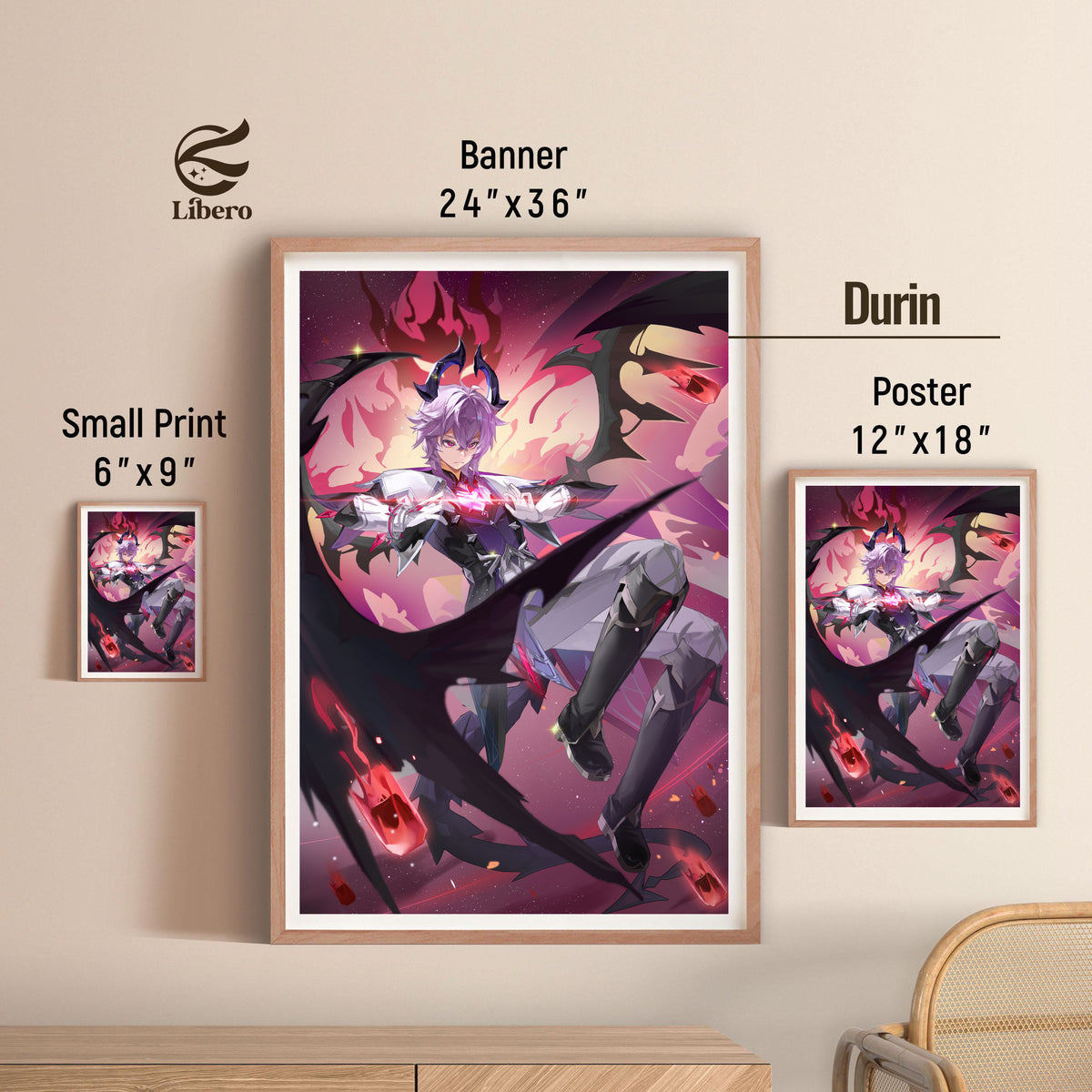 Durin Genshin Impact poster three-size comparison