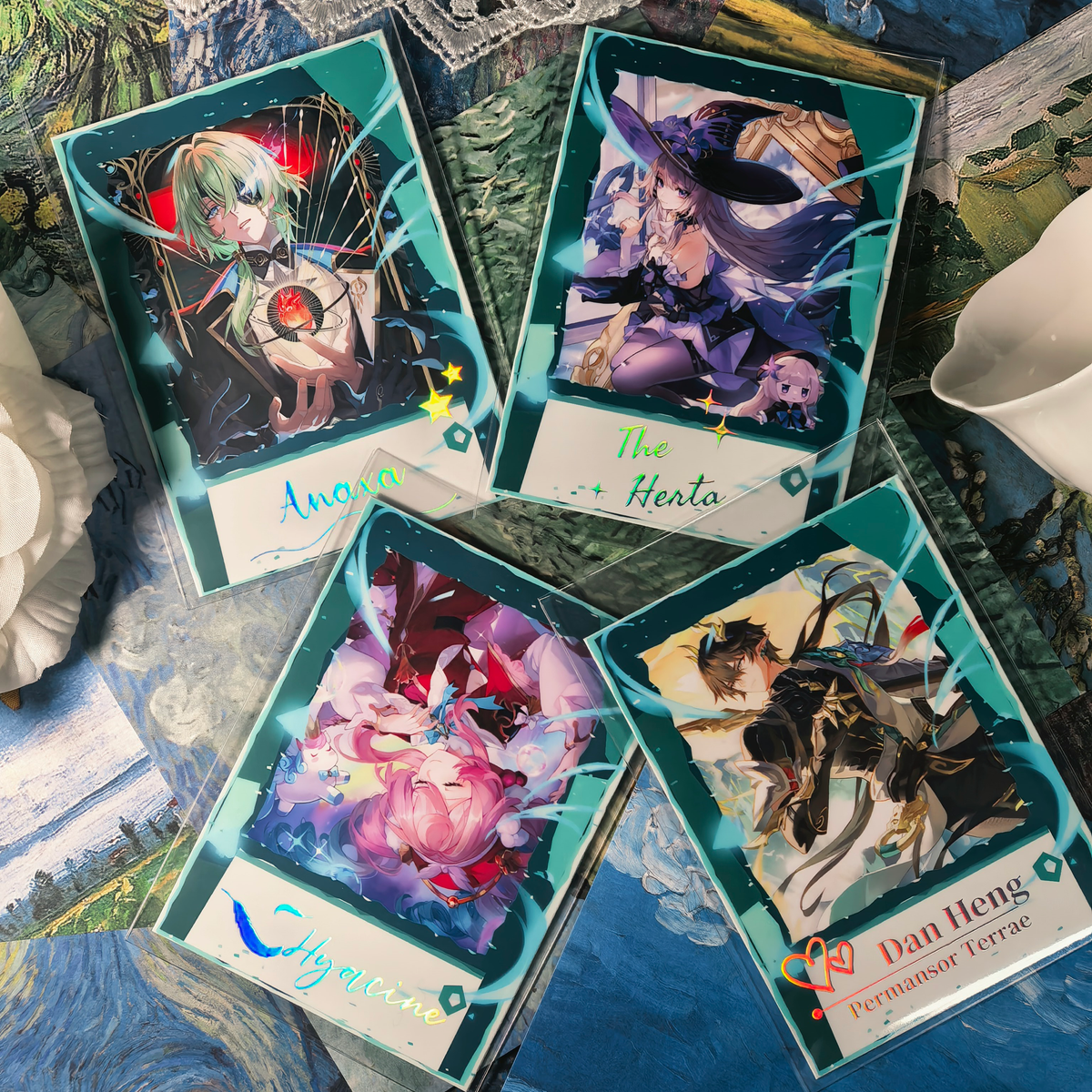 Honkai Star Rail Halloween Holographic Art Cards – Water, Fire, Earth & Wind