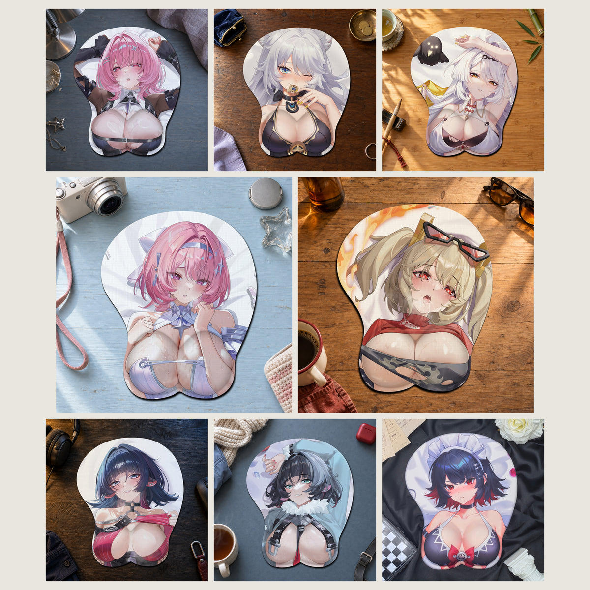 Anime 3D Mouse Pad with Wrist Rest – Choose Your Character
