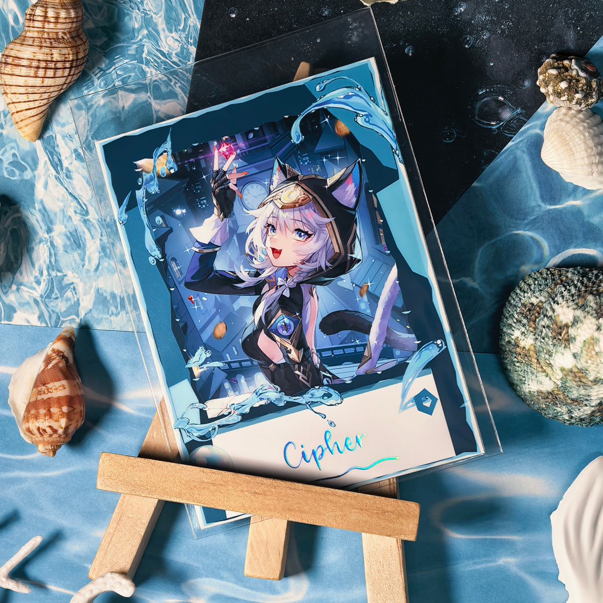 Honkai Star Rail Halloween Holographic Art Cards – Water, Fire, Earth & Wind