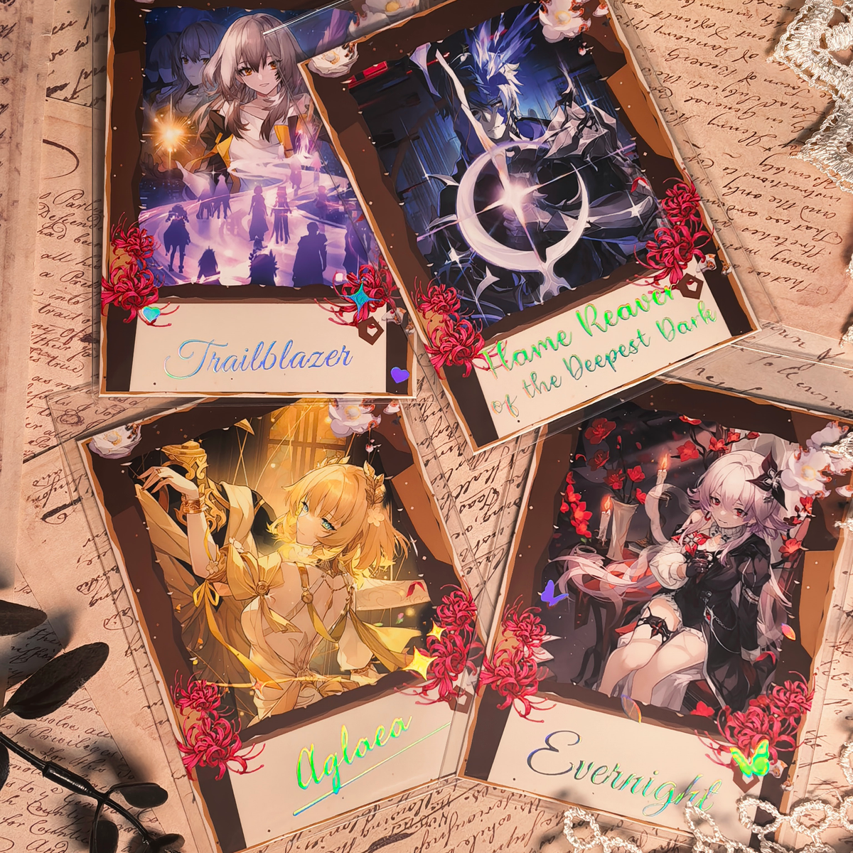 Honkai Star Rail Halloween Holographic Art Cards – Water, Fire, Earth & Wind