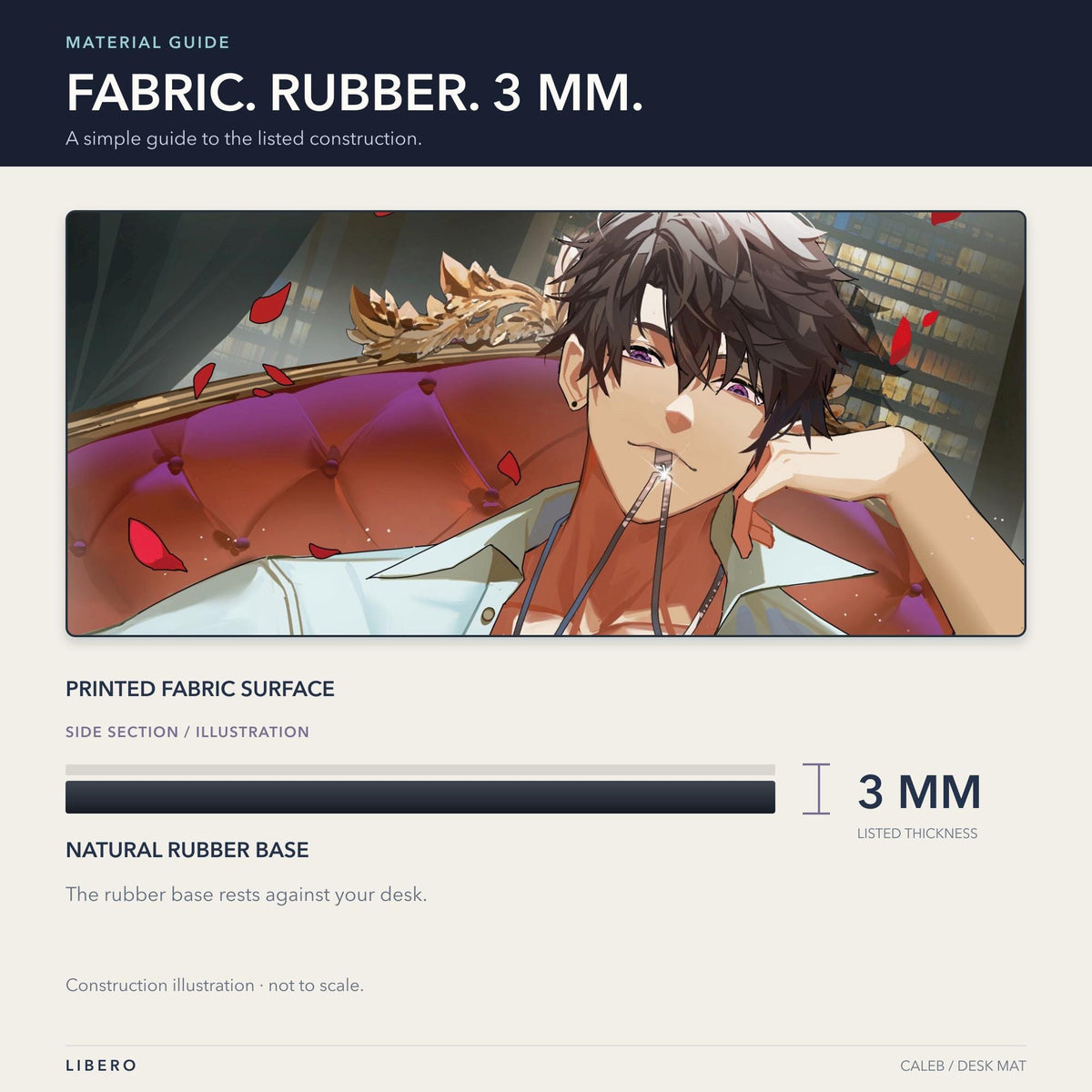 Caleb mouse pad: material and 3 mm thickness illustration
