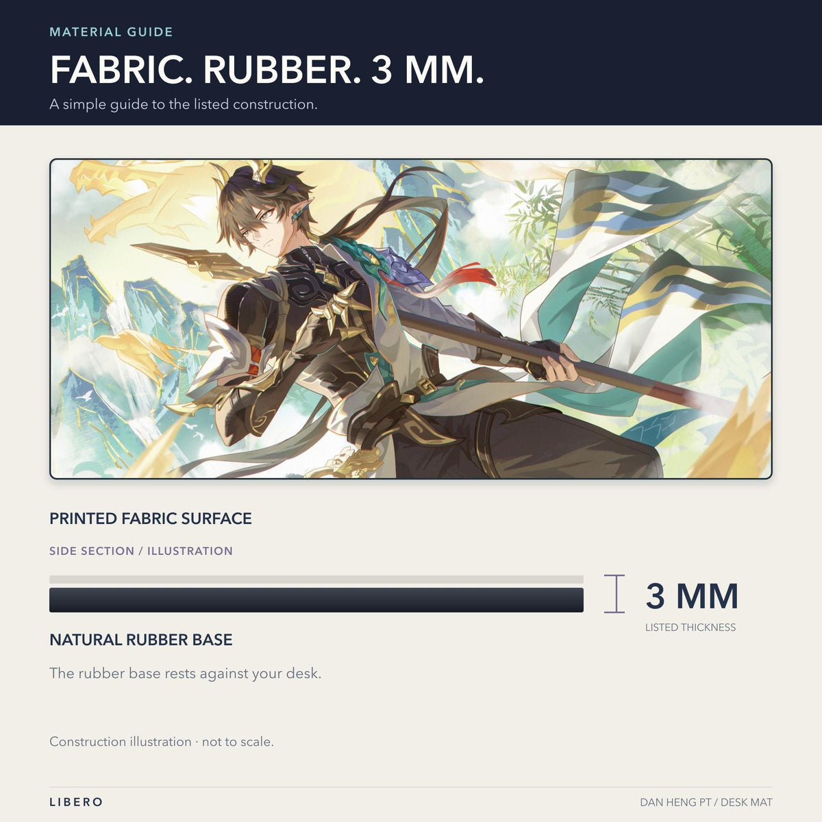Dan Heng PT mouse pad: material and 3 mm thickness illustration