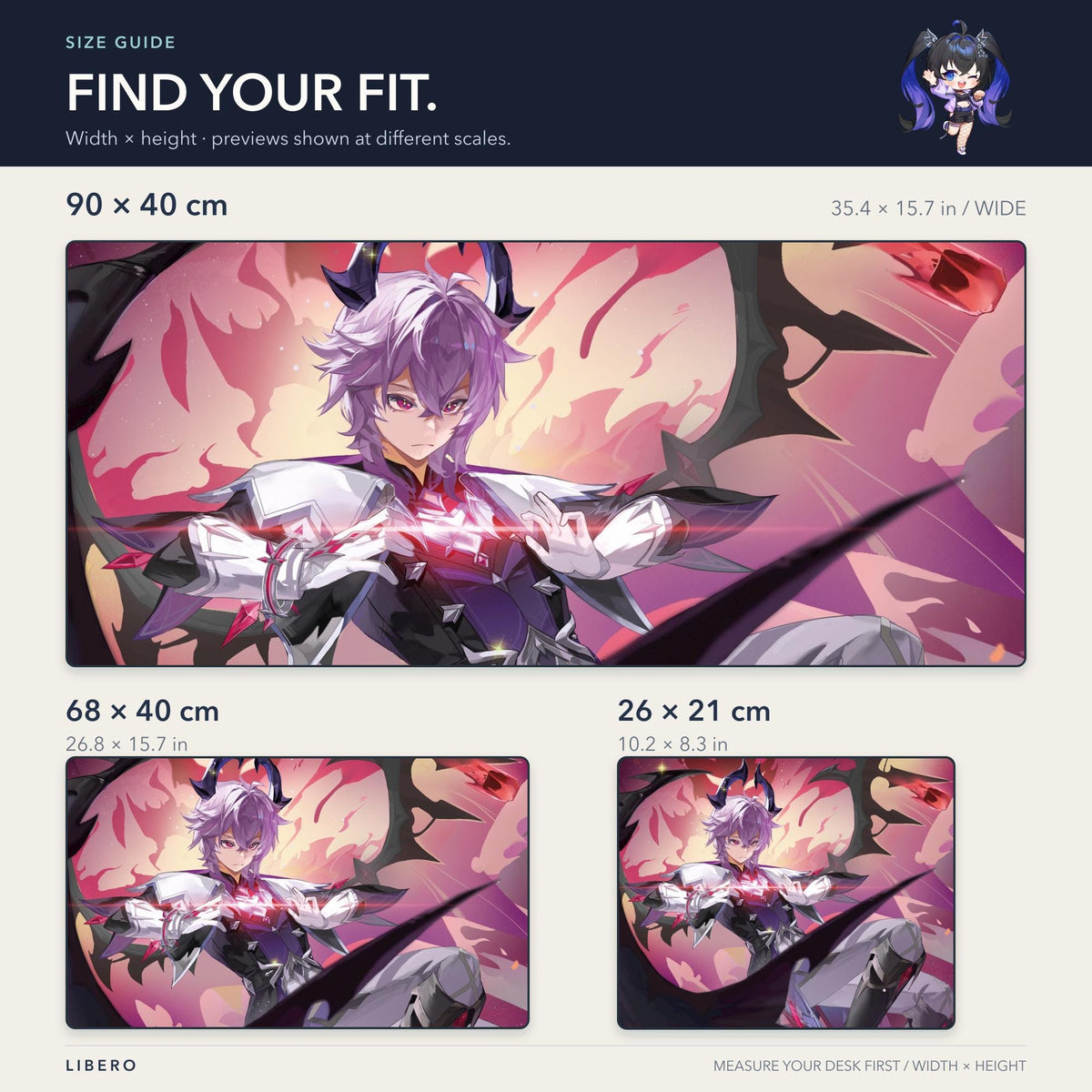 Durin mouse pad: size comparison: 26 x 21, 68 x 40 and 90 x 40 cm