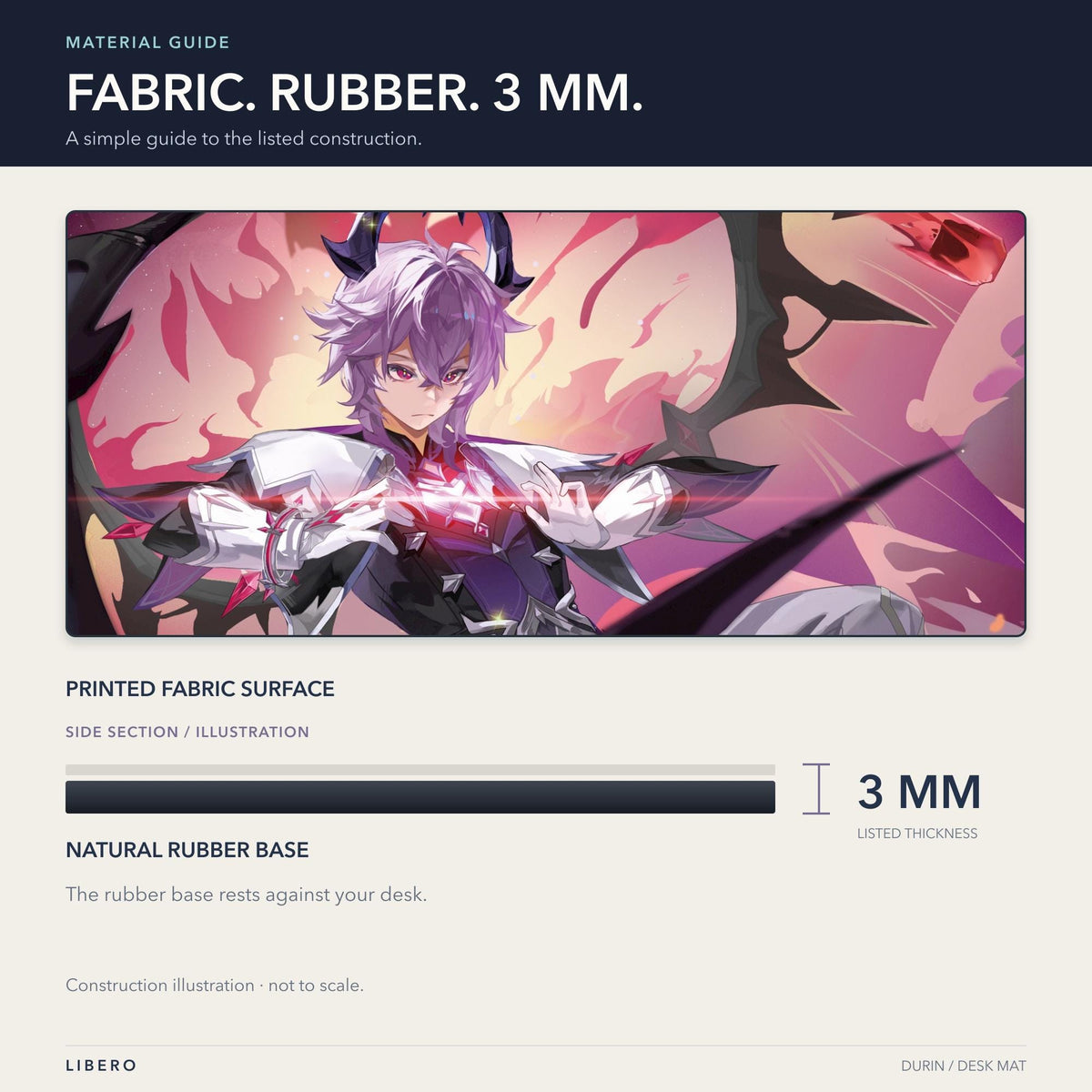 Durin mouse pad: material and 3 mm thickness illustration