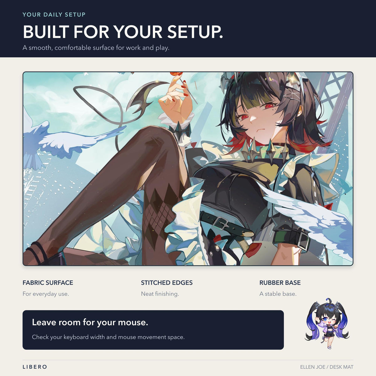 Ellen Joe mouse pad: desk setup and use guide