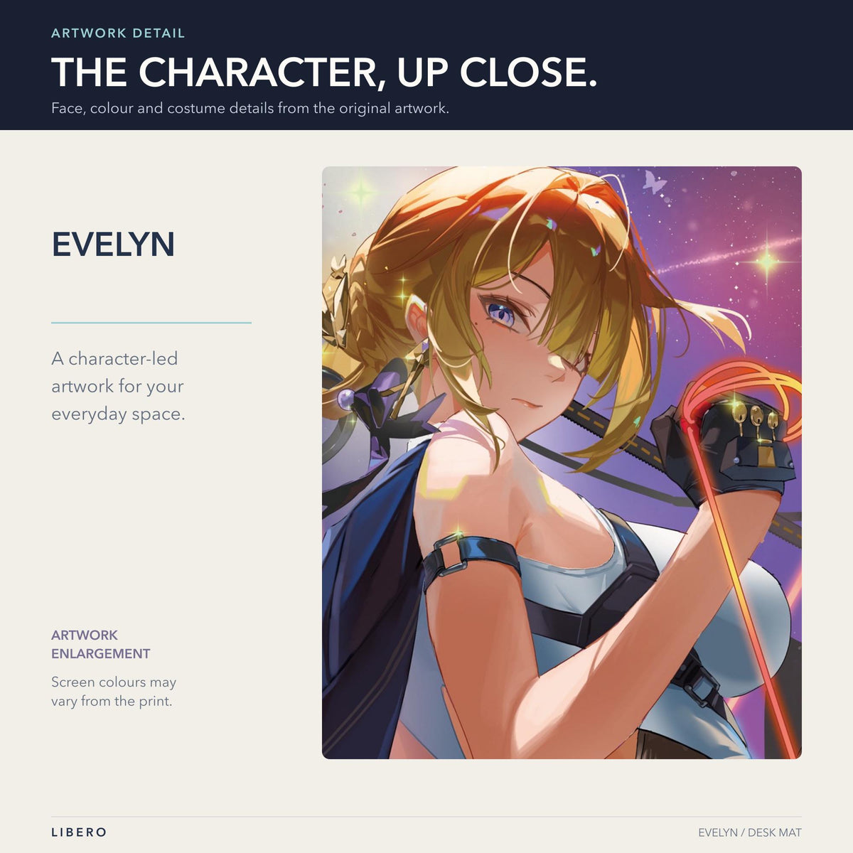 Evelyn mouse pad: face and outfit details