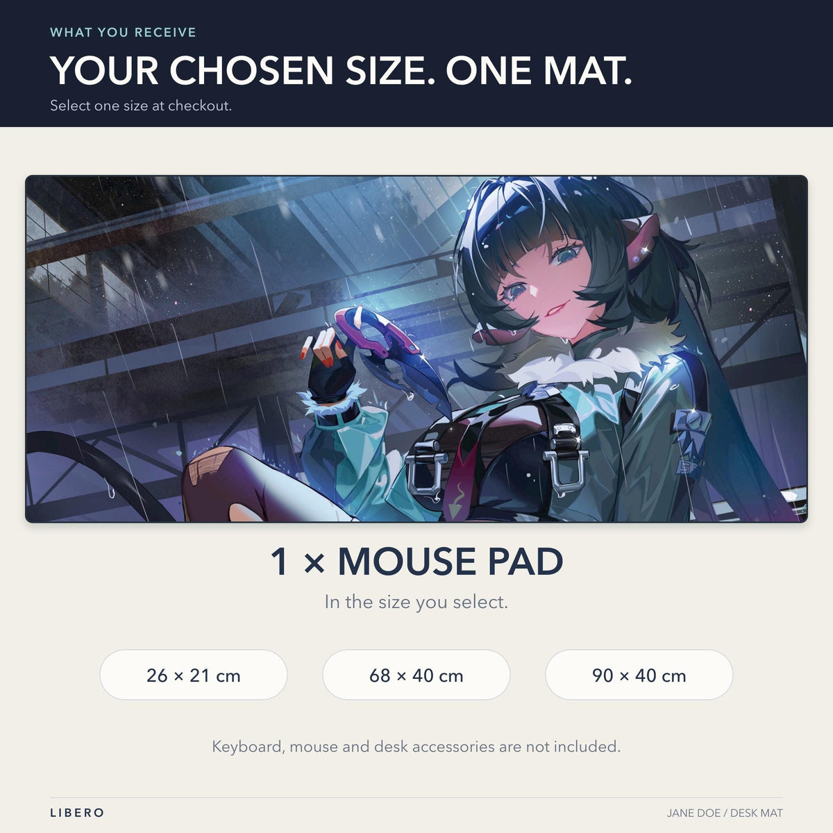 Jane Doe mouse pad: what is included and size selection