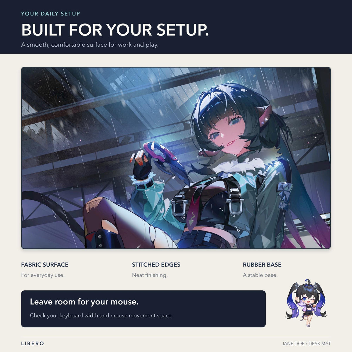 Jane Doe mouse pad: desk setup and use guide