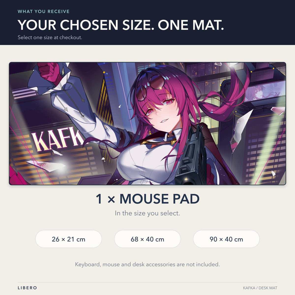 Kafka mouse pad: what is included and size selection