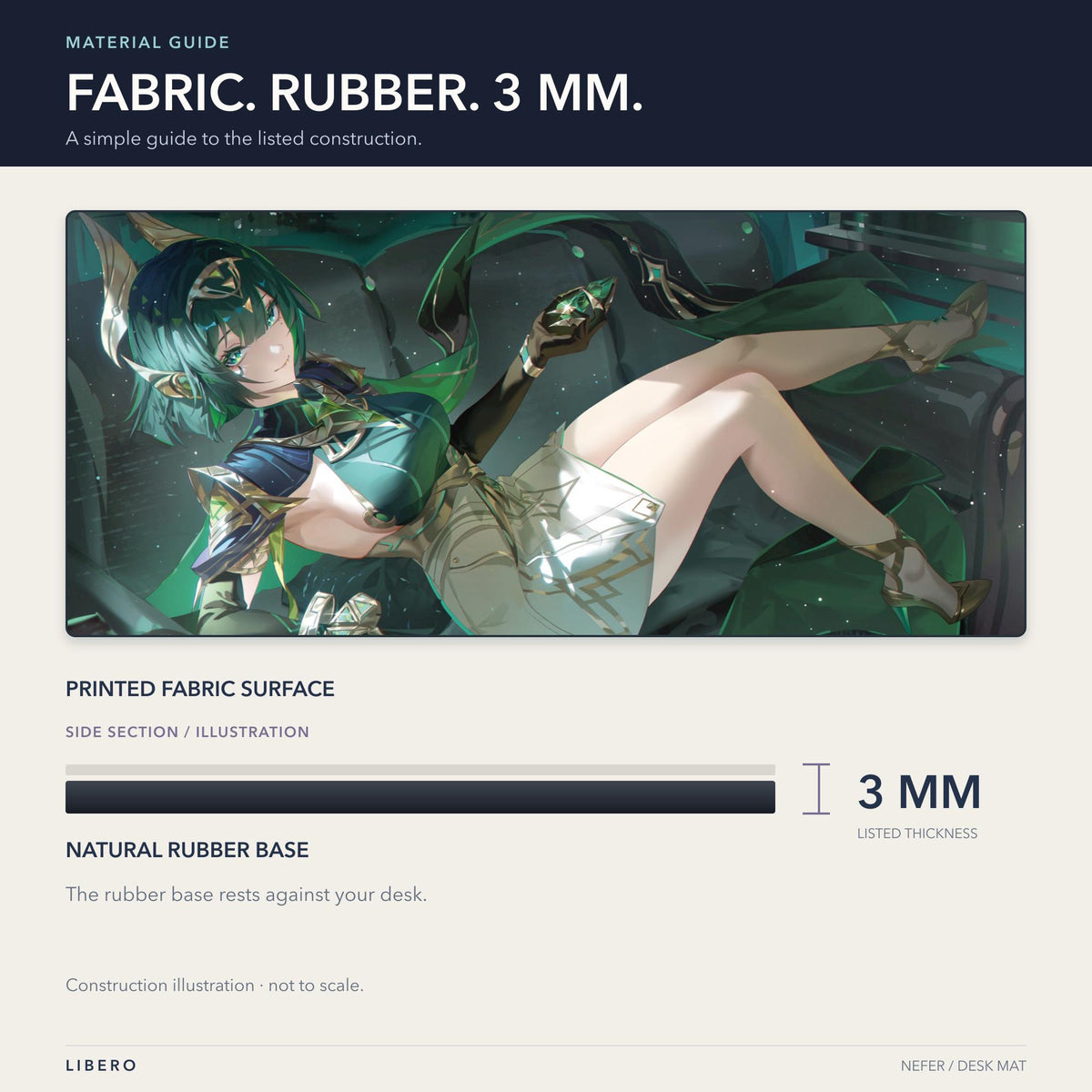 Nefer mouse pad: material and 3 mm thickness illustration