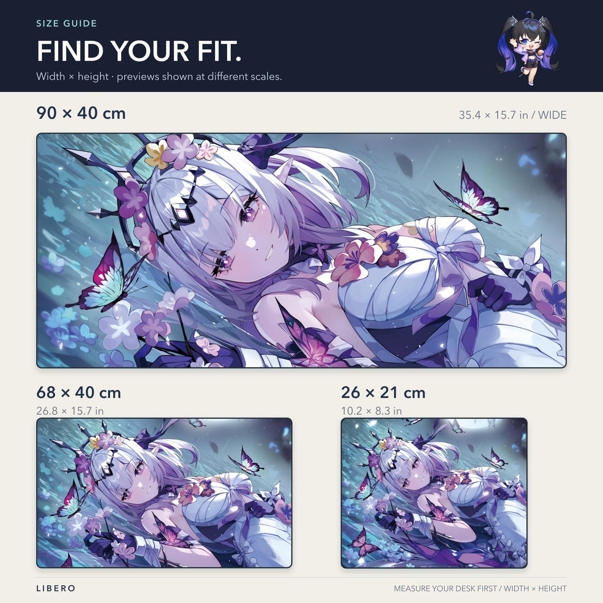 NEW Castorice mouse pad: size comparison: 26 x 21, 68 x 40 and 90 x 40 cm