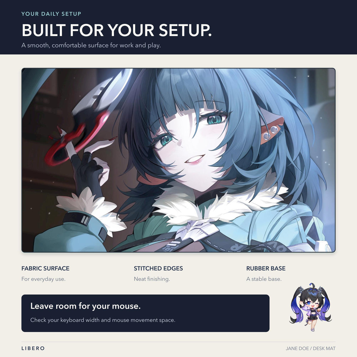 NEW Jane Doe mouse pad: desk setup and use guide