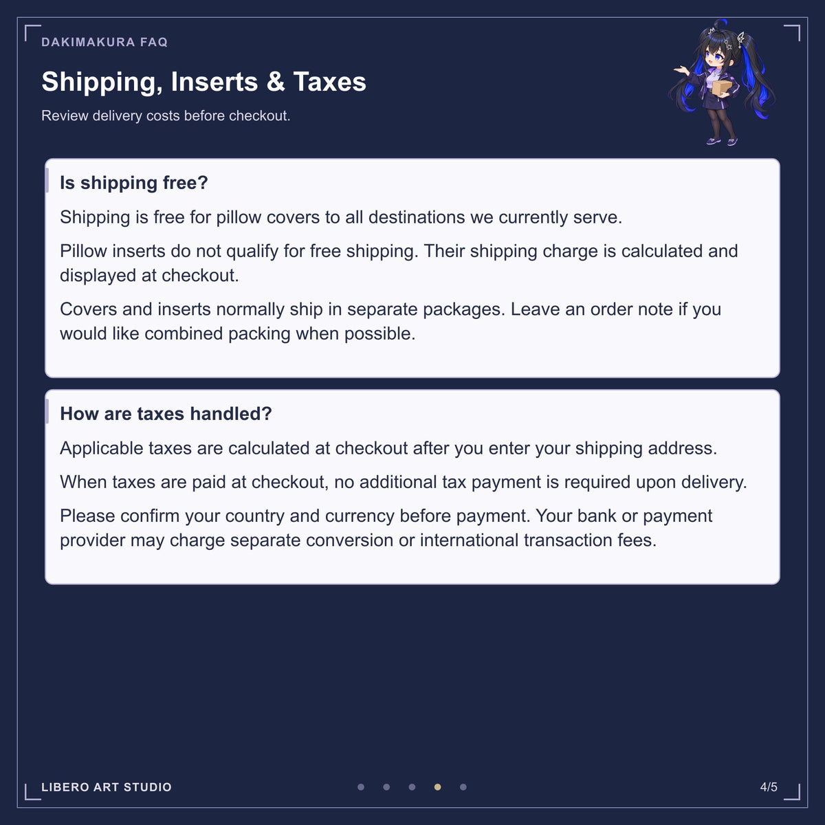 Pillowcase FAQ: shipping, pillow inserts and taxes.