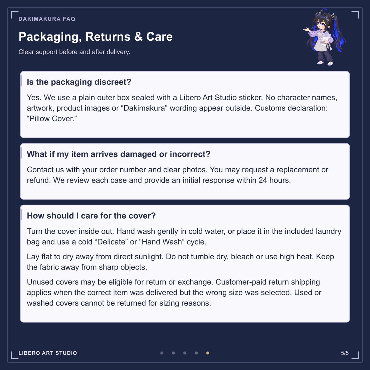 Pillowcase FAQ: packaging, returns and care.
