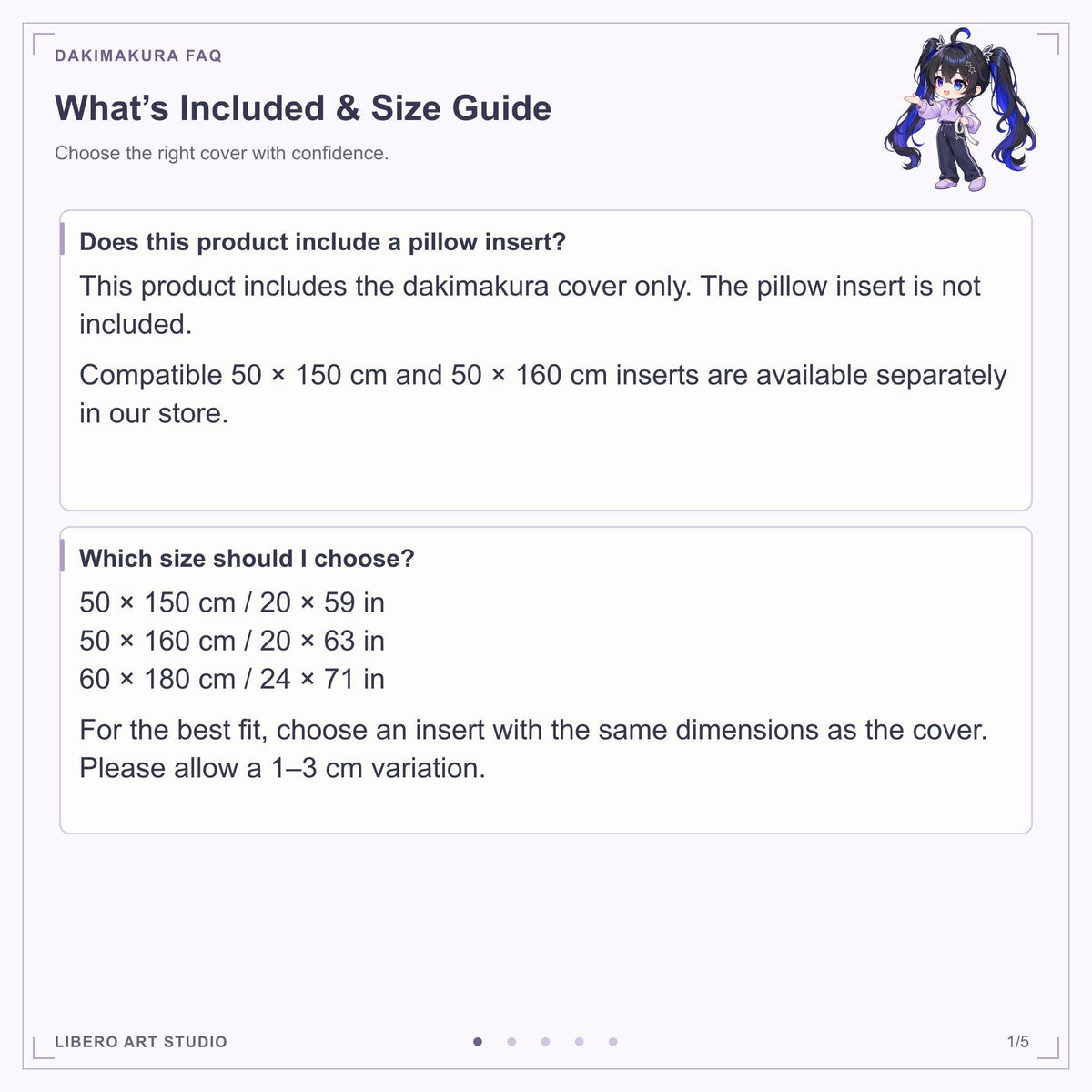 Pillowcase FAQ: package contents, cover only and size options.