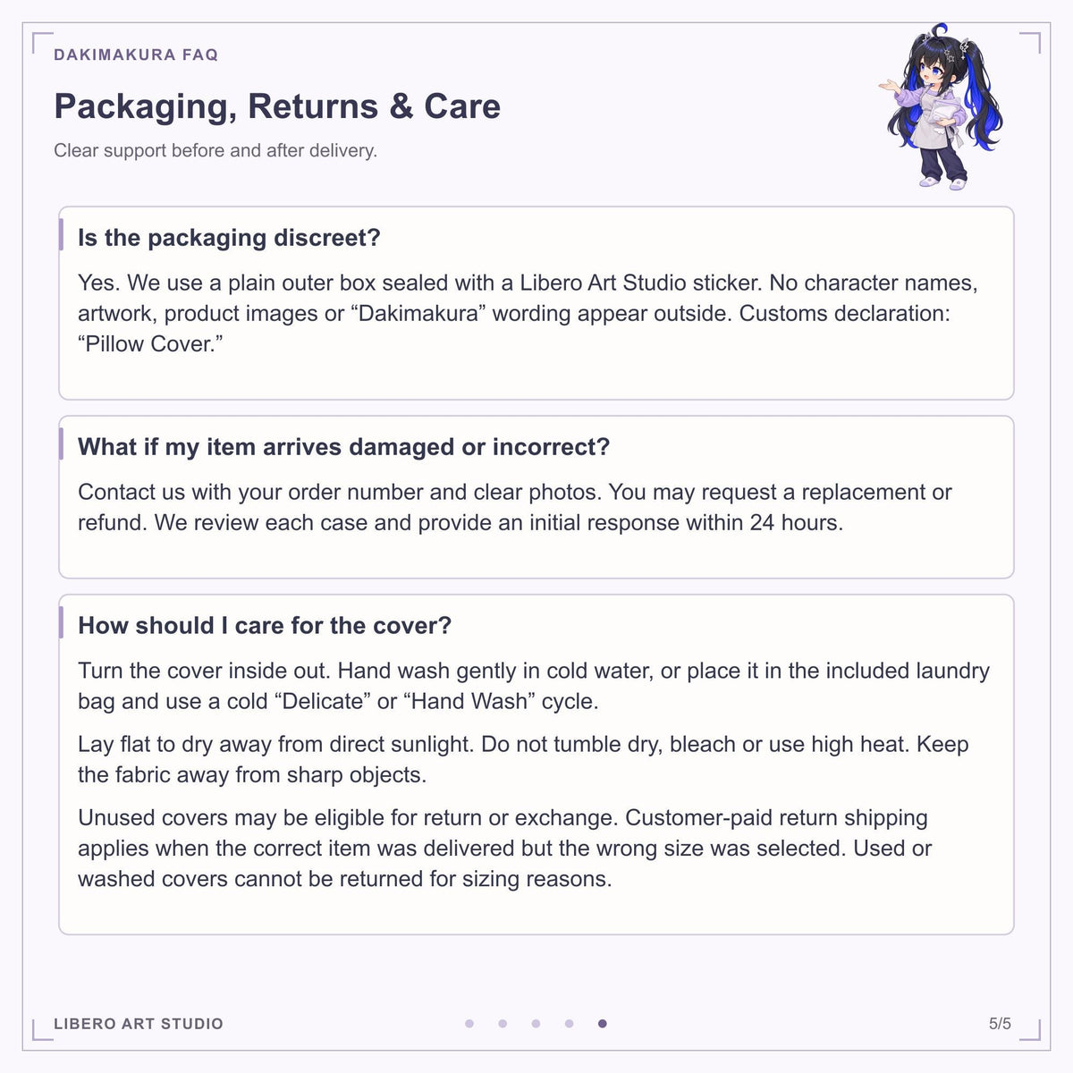 Pillowcase FAQ: packaging, returns and care.