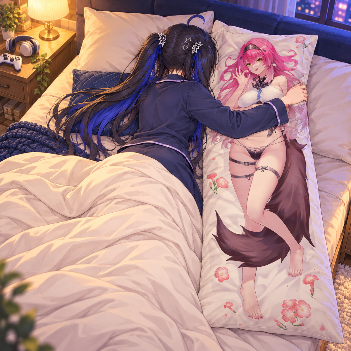 Lupa pillowcase displayed on a bed; pillow insert is not included.