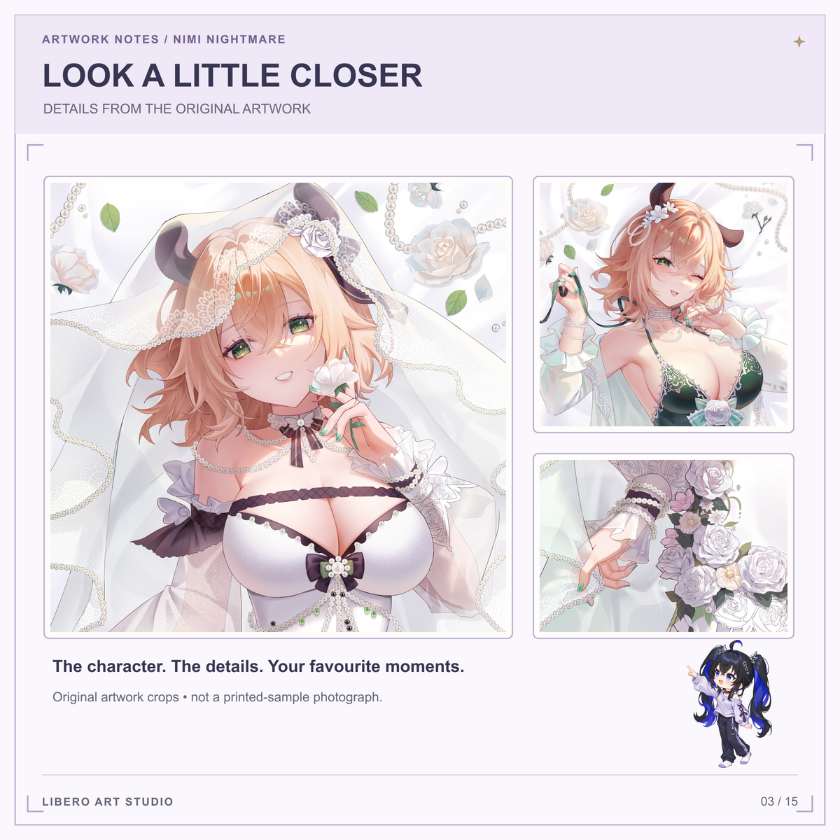 Nimi Nightmare dakimakura pillowcase original artwork detail.