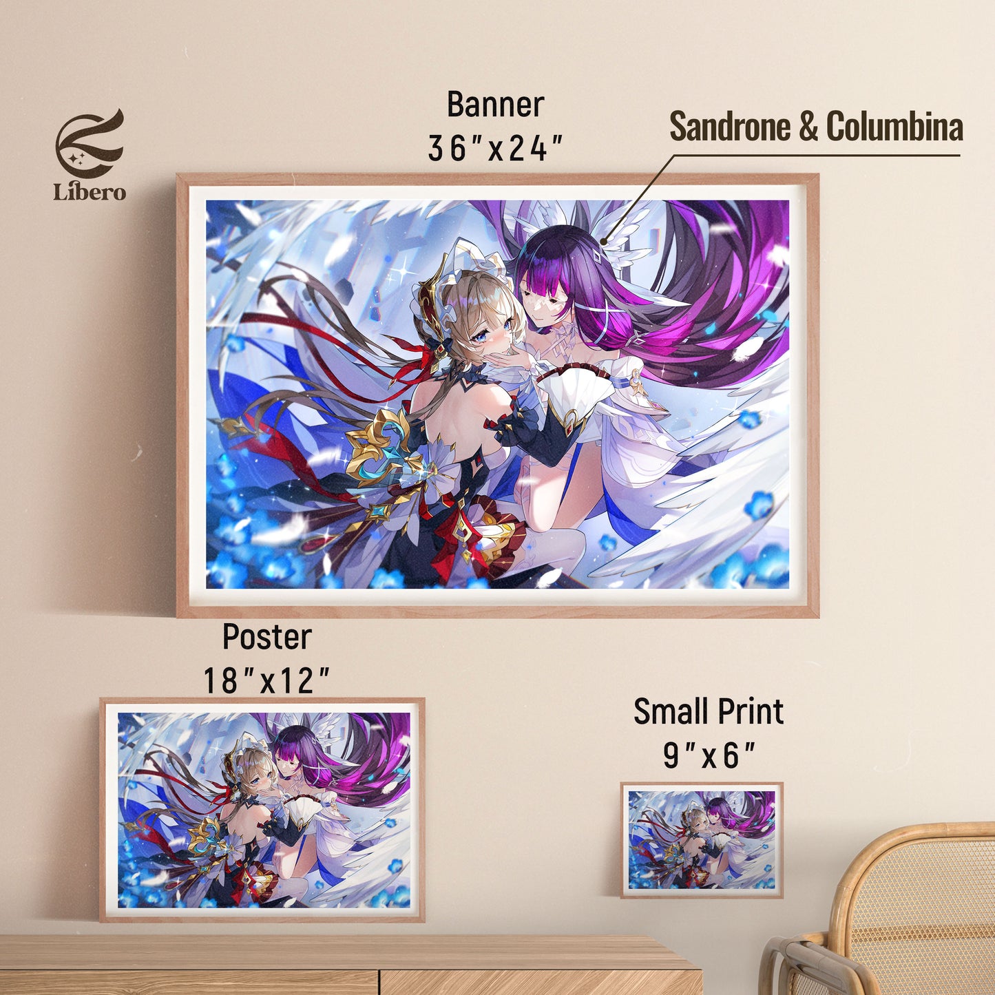 Columbina & Sandrone Fan Art Print Poster