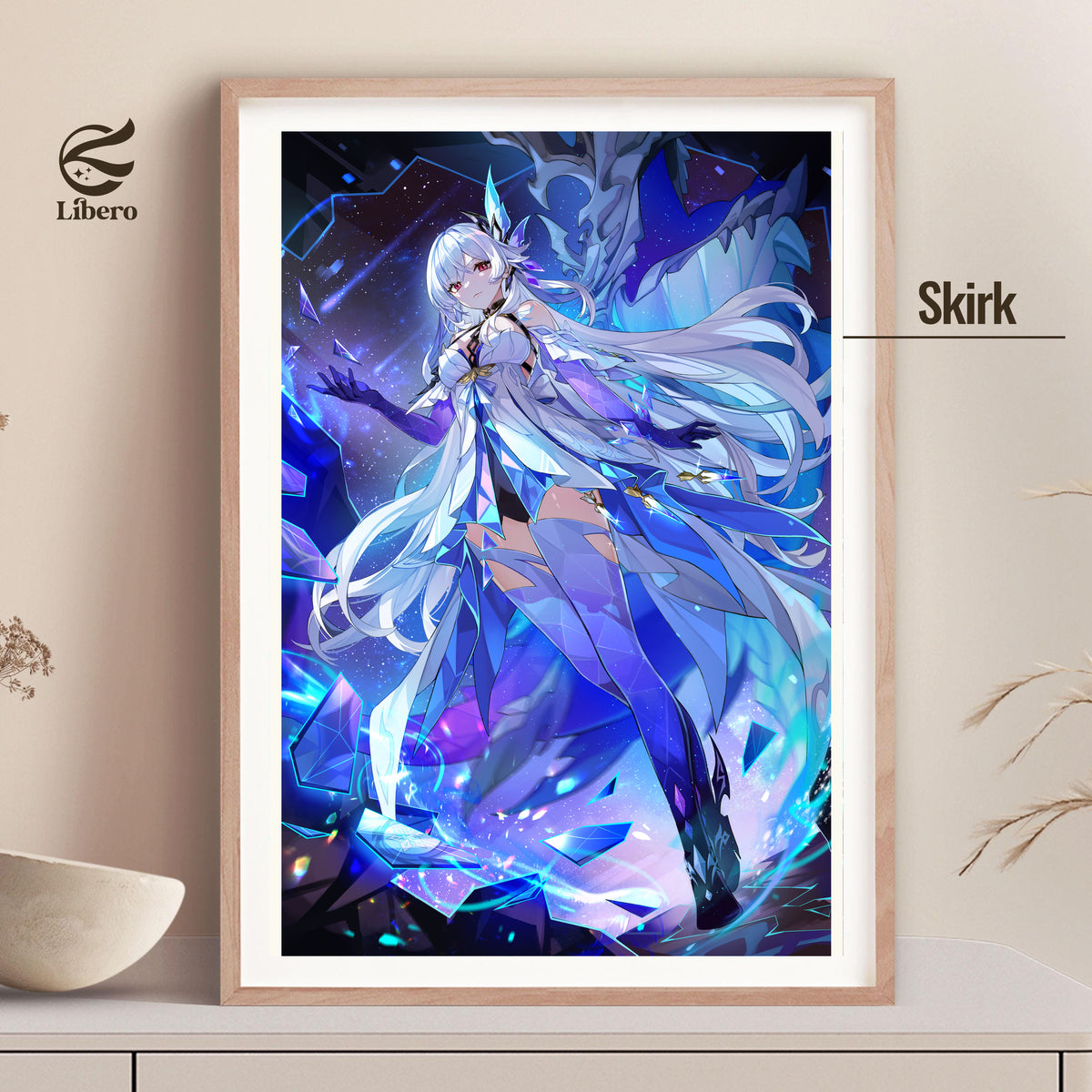 Skirk Genshin Impact poster framed display mockup