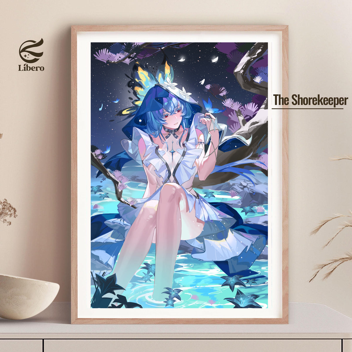 The Shorekeeper Wuthering Waves poster framed display mockup