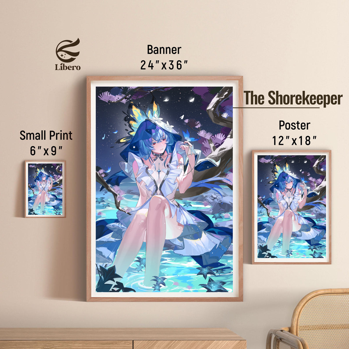 The Shorekeeper Wuthering Waves poster three-size comparison