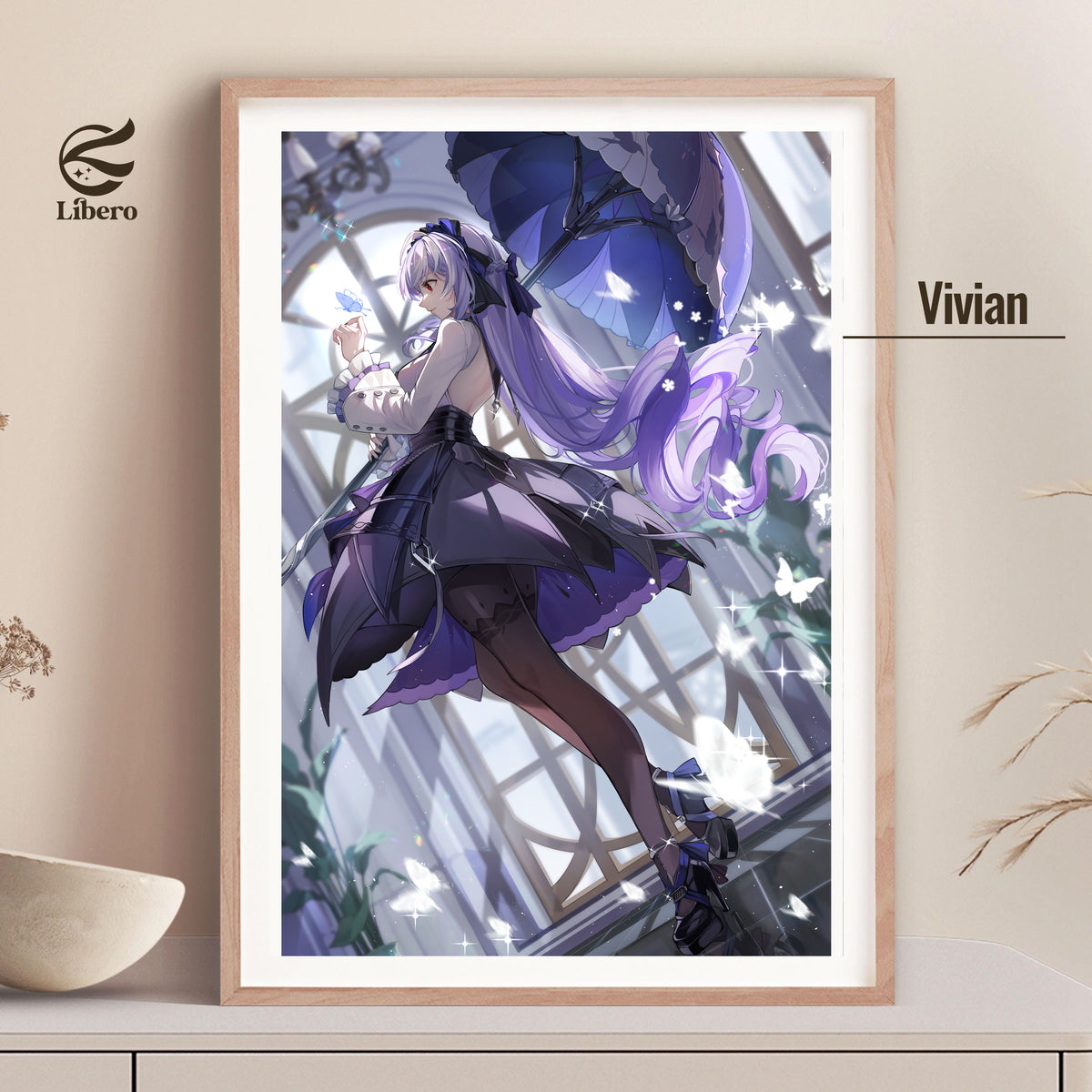 Vivian Zenless Zone Zero poster framed display mockup