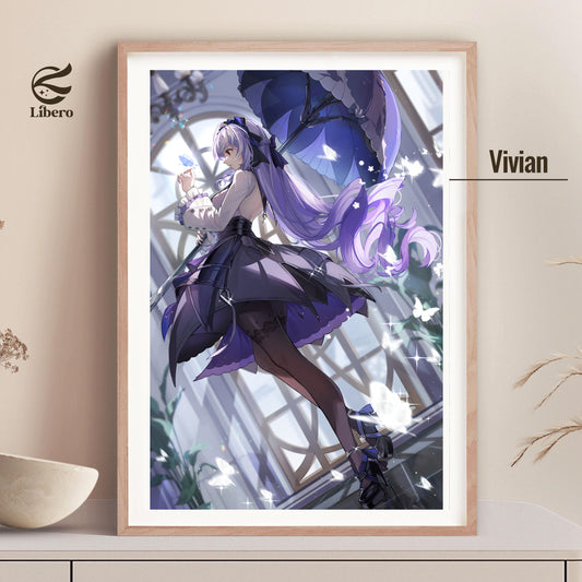 Vivian Zenless Zone Zero poster framed display mockup