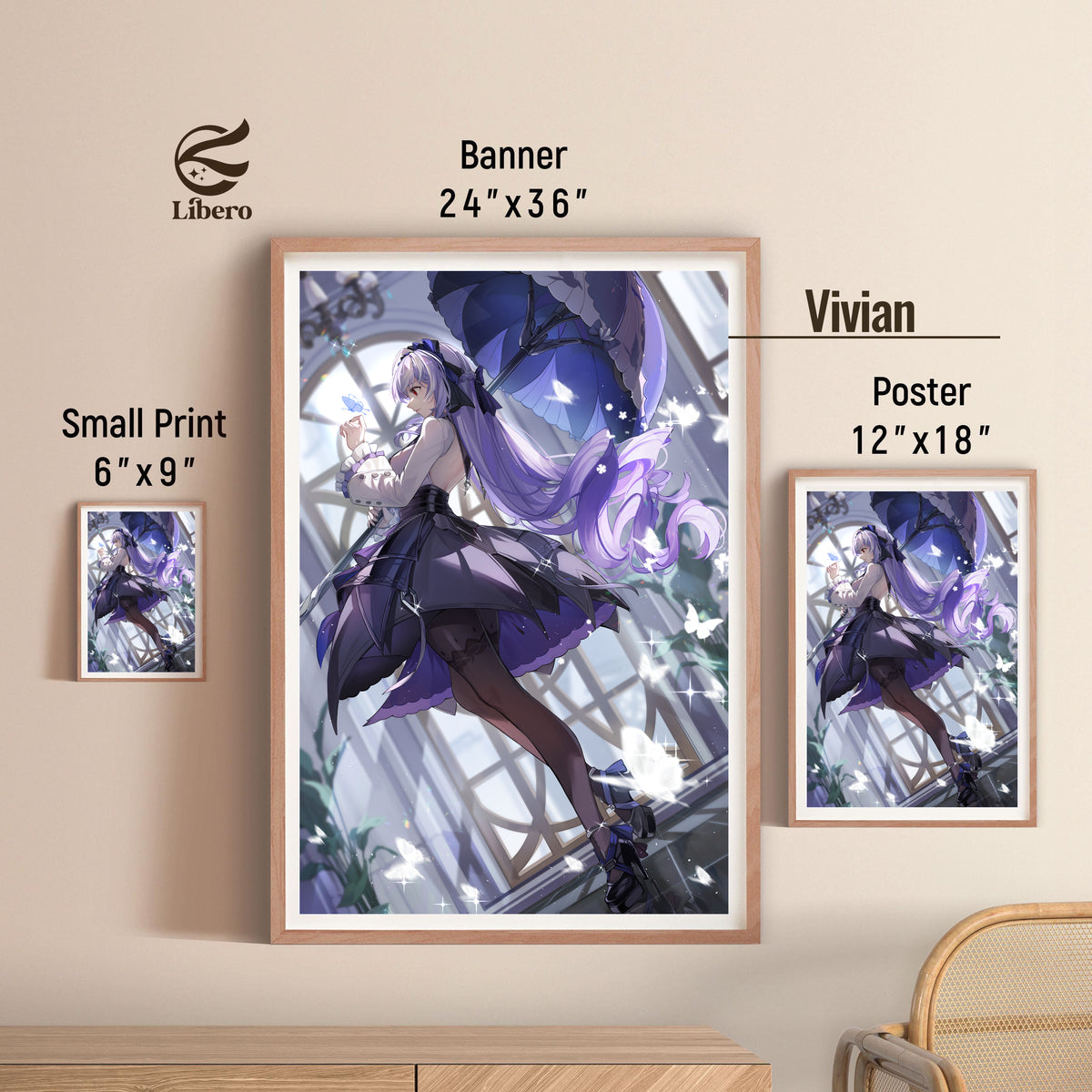 Vivian Zenless Zone Zero poster three-size comparison
