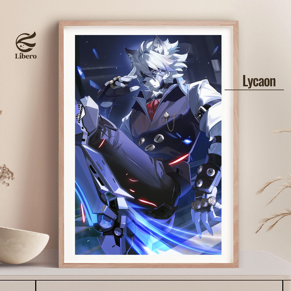 Von Lycaon Zenless Zone Zero poster framed display mockup