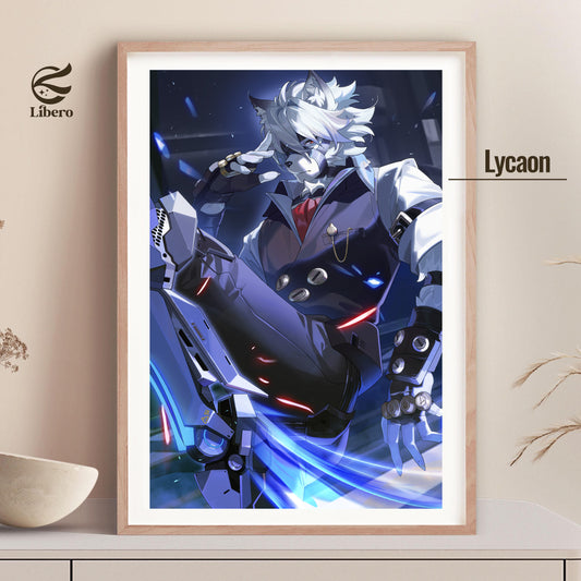Von Lycaon Zenless Zone Zero poster framed display mockup