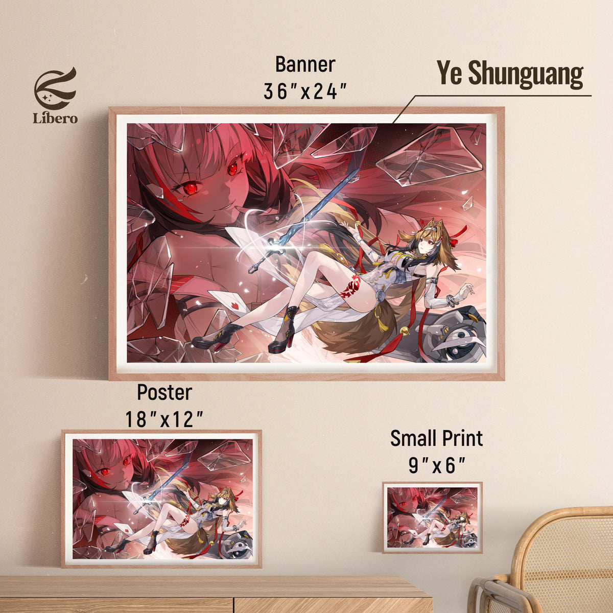 Ye Shunguang Zenless Zone Zero poster three-size comparison